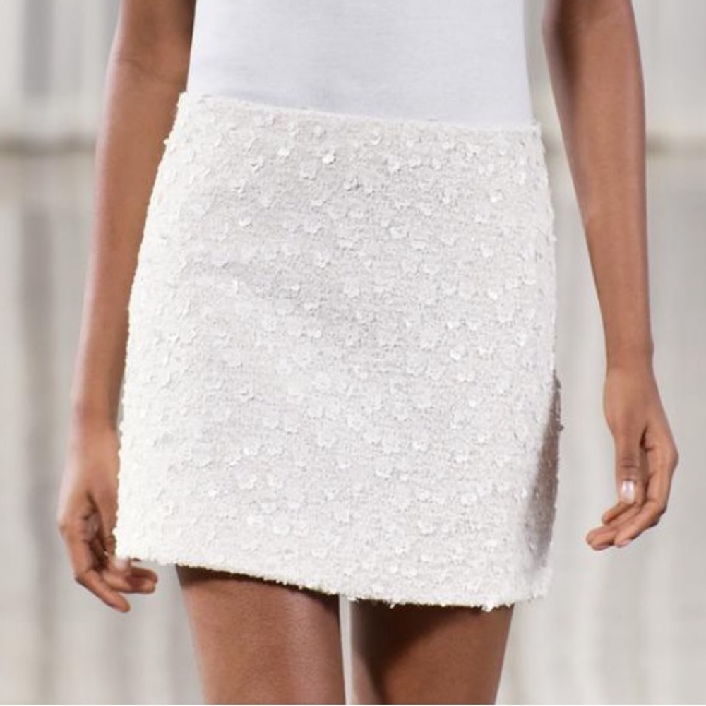 White sequin mini skirt NWT